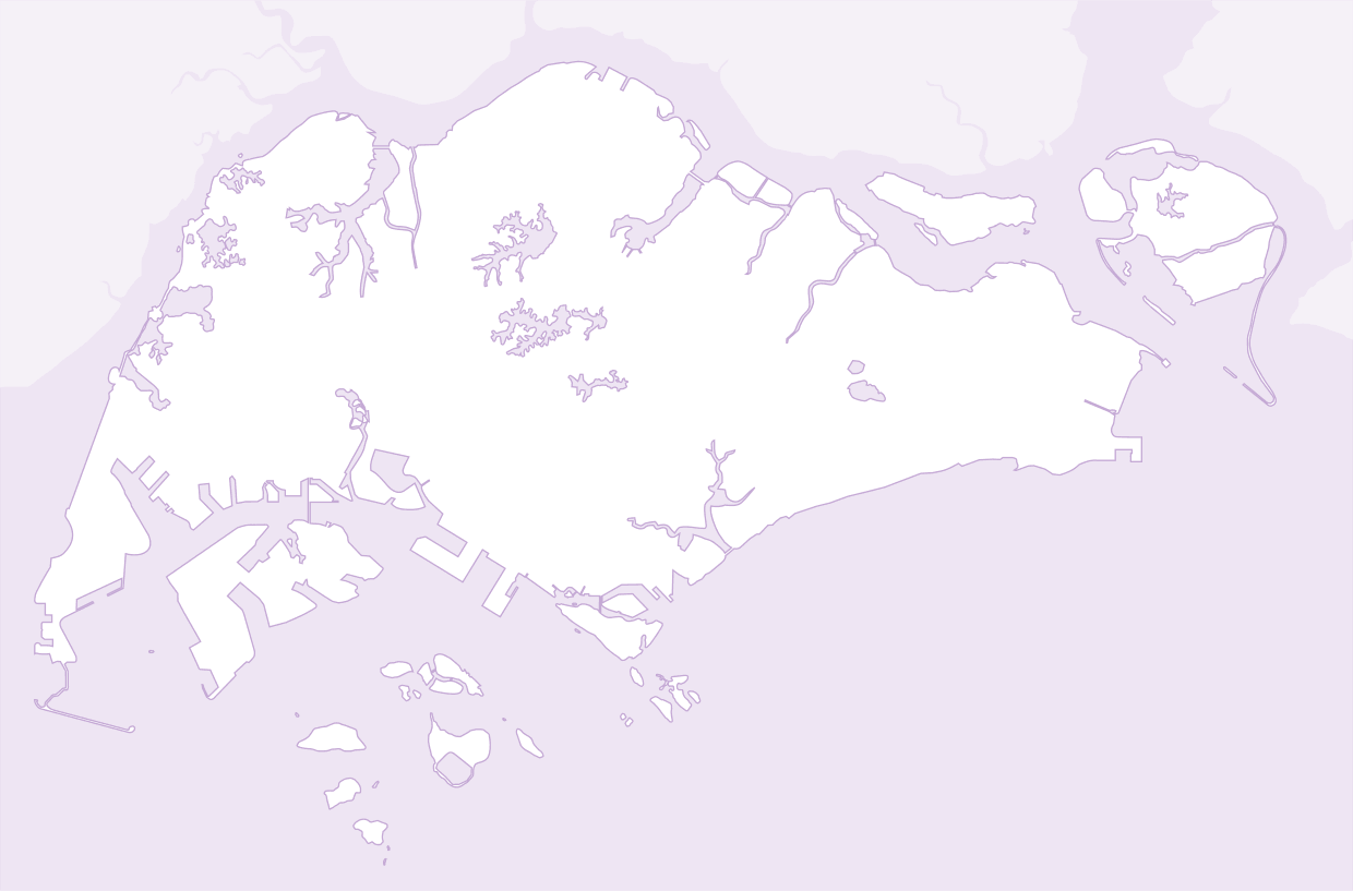 Map of Singapore showing Brahm Centre locations