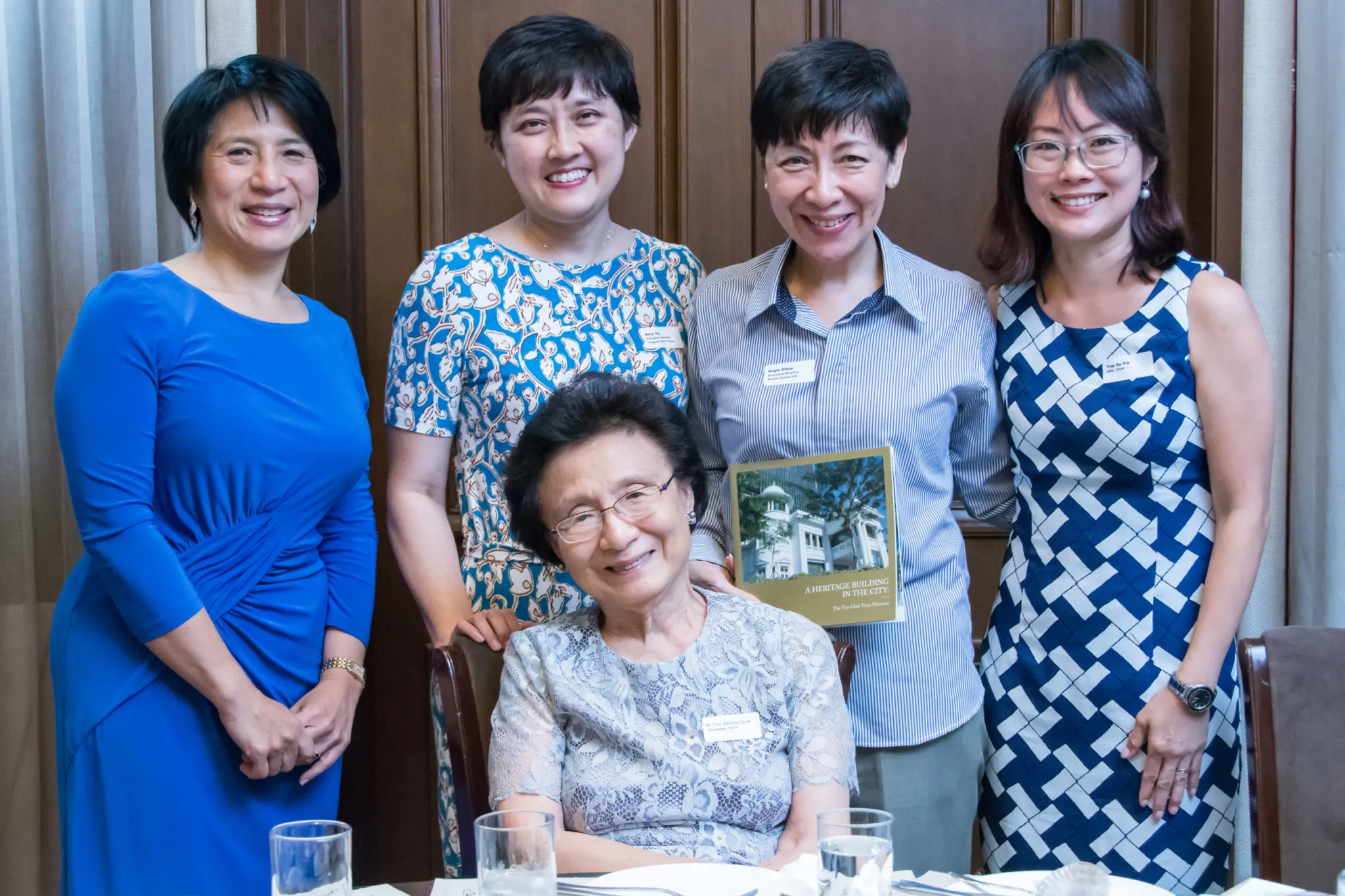 Dr Tan Kheng Lian seated with representatives of Tan Chin Tuan Foundation, Yong-en Care Centre and Brahm Centre