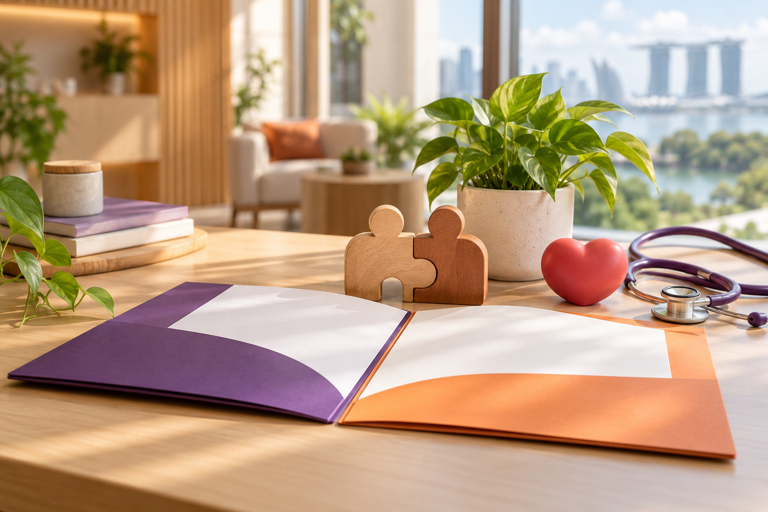 Healthcare partnership objects representing collaboration and community well-being