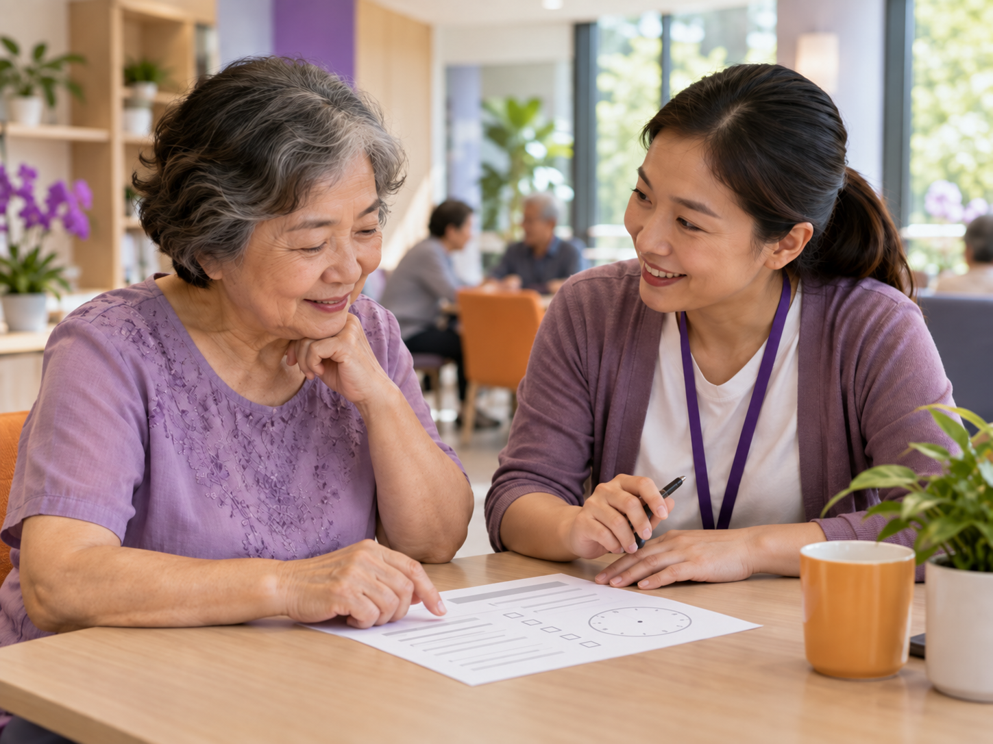 Senior taking part in a cognitive wellbeing screening