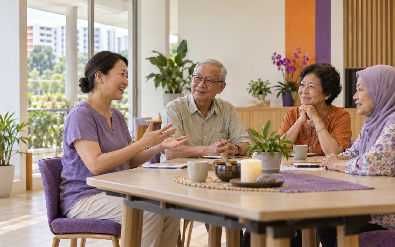 Older adults taking part in a community wellbeing conversation