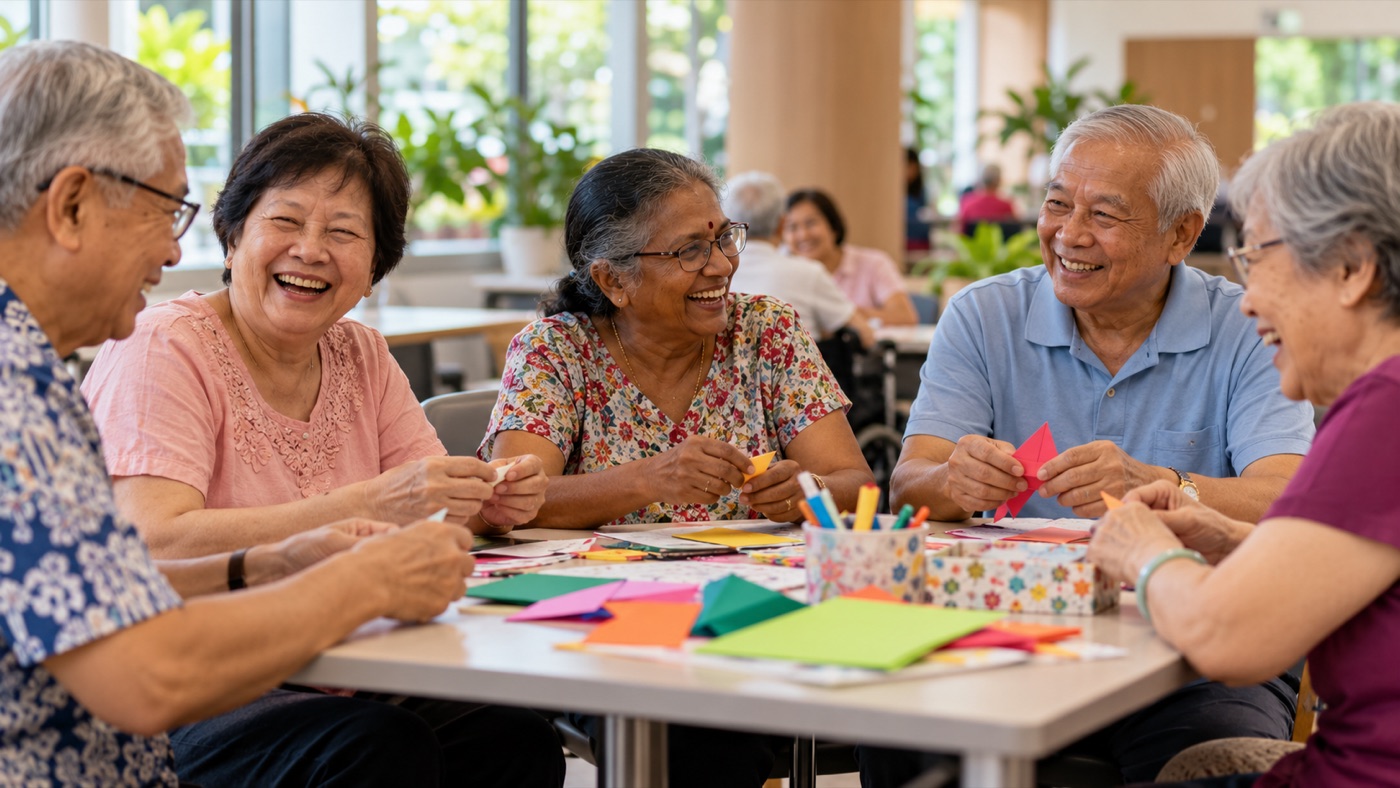 Seniors enjoying a social activity together